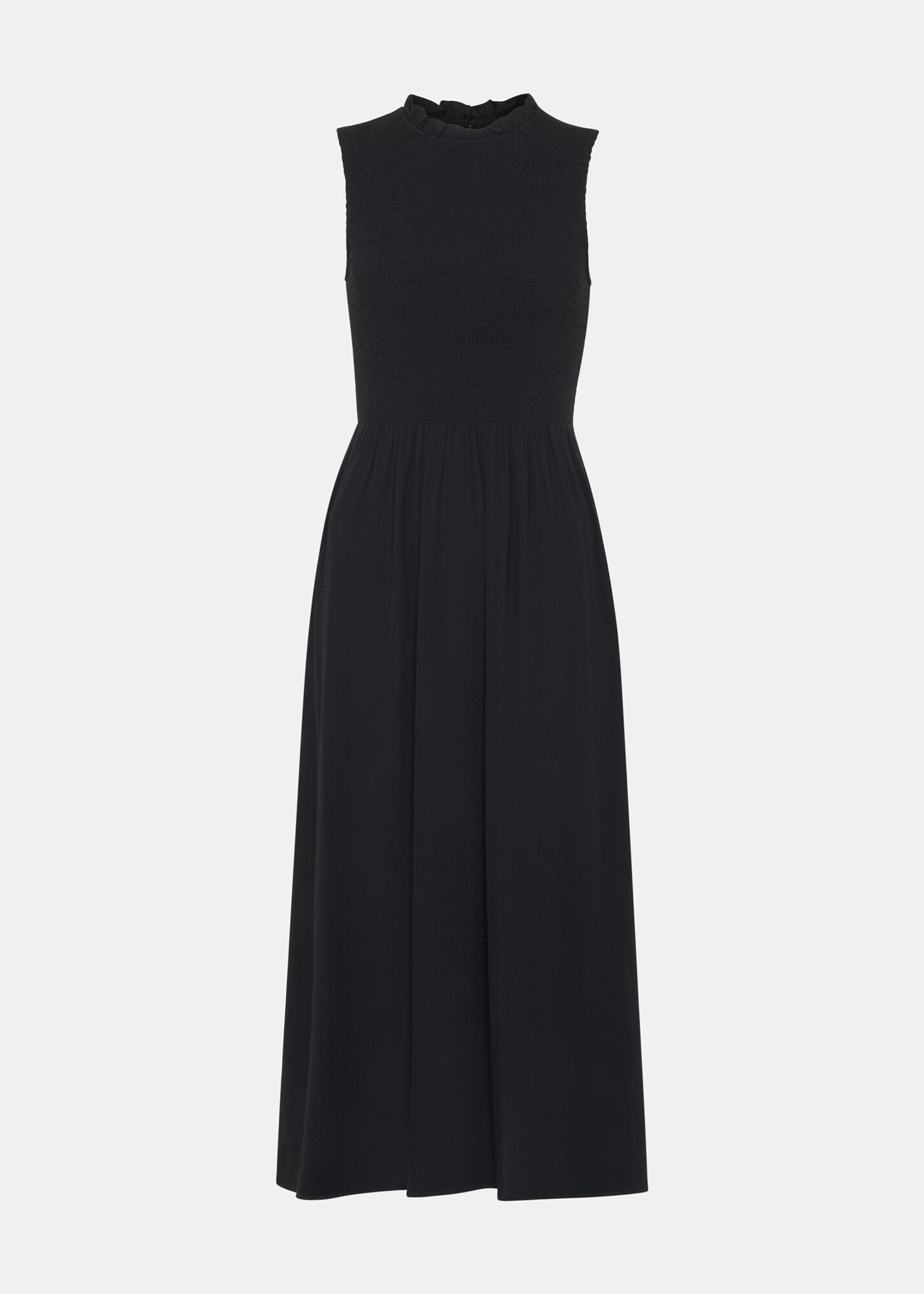 Black Heidi Shirred Bodice Dress